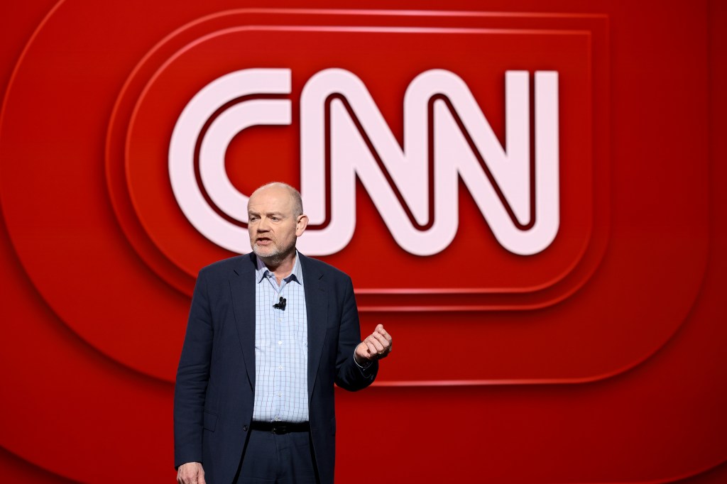 Mark Thompson, Chairman and CEO of CNN Worldwide, speaking on stage at Warner Bros. Discovery Upfront 2024 in New York City.